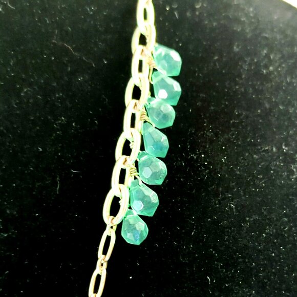 Fossil Multi-Color Beaded Long Chain Necklace With Green Orange Blue Beads - Picture 3 of 5